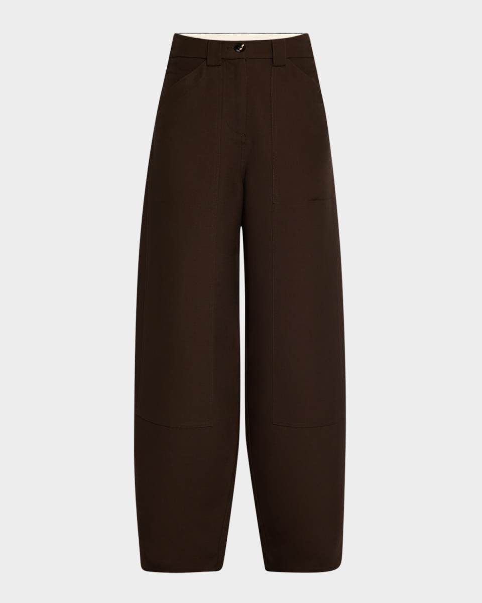 Patched Curved Straight-Leg Ankle Pants